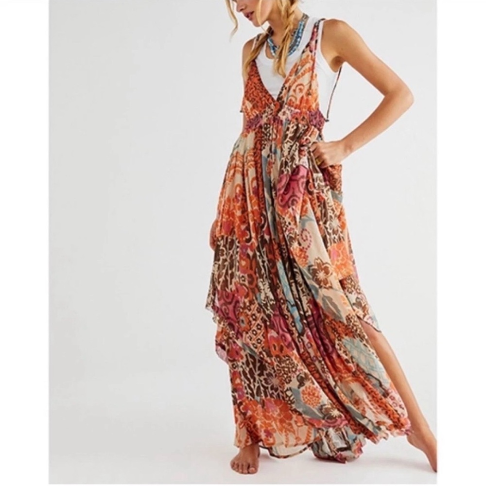Free People XS NWT Bohemian Floral Maxi Dress